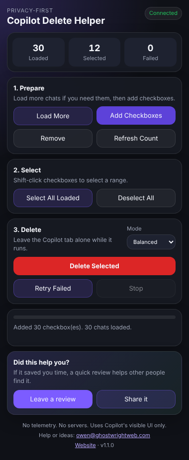 Side panel: Pick your chats